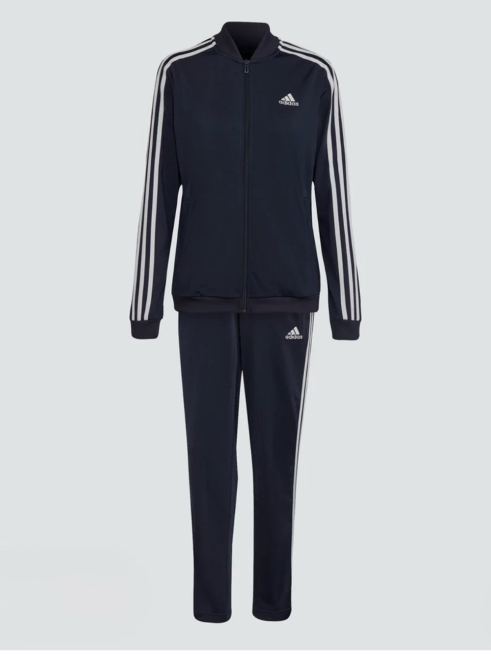 Adidas Essential Navy and White 3-Stripe Track Jacket & Pants Set